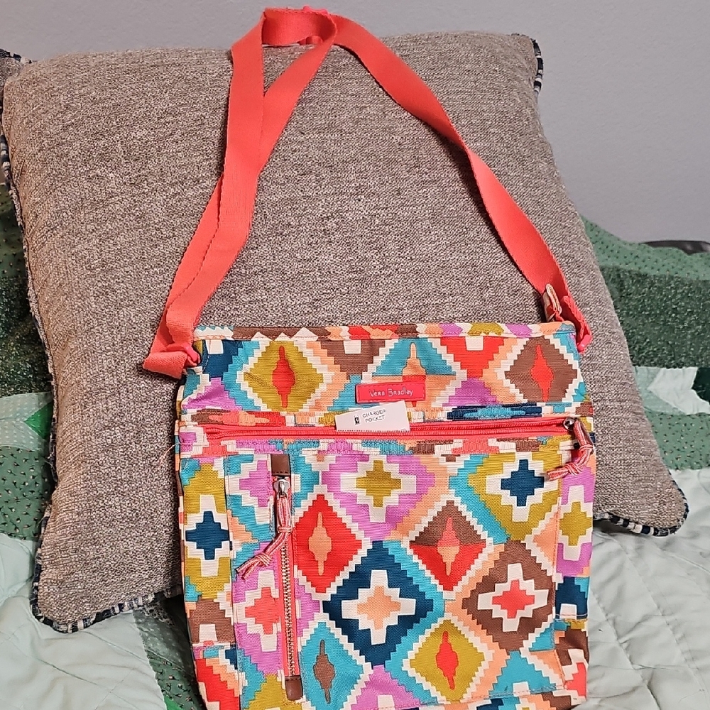 Vera Bradley Coral Strap Multicolor Geo Crossbody